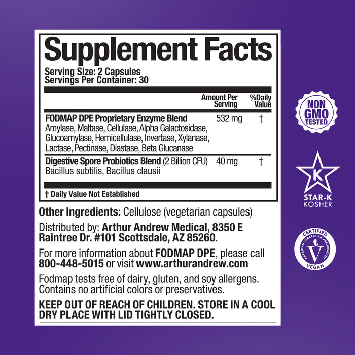 FODMAP Supplement fact label