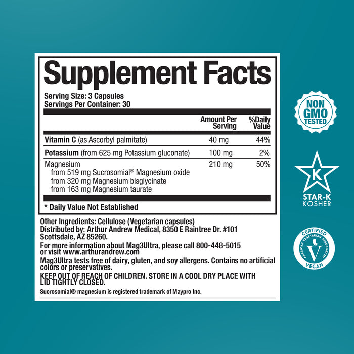 Mag3 Supplement facts label