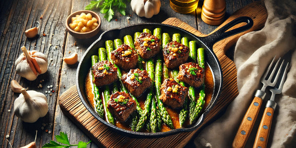 Garlic Butter Steak Bites with Asparagus