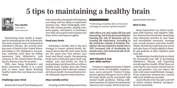 5 Tips to Maintaining a Healthy Brain