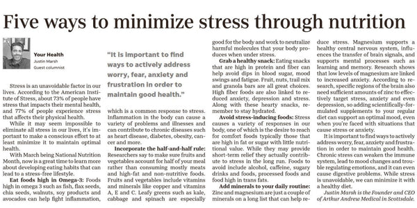 Five Ways to Minimize Stress Through Nutrition